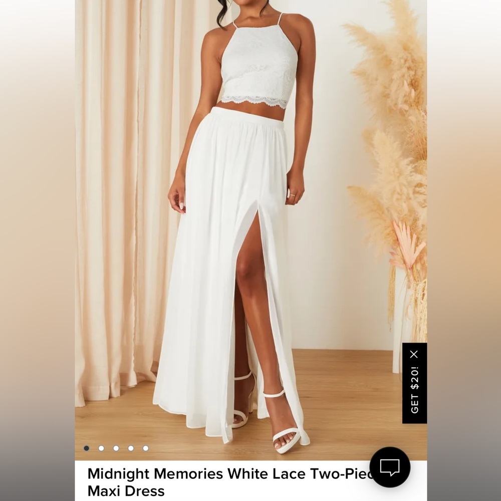 NWOT LuLu’s white two piece set XL
